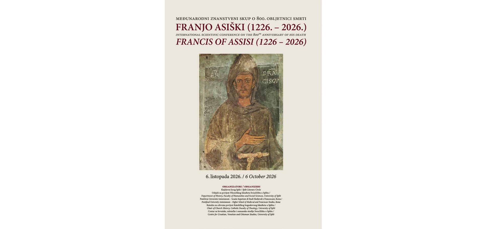 Međunarodni znanstveni skup „Franjo Asiški (1226. – 2026.) o 800. obljetnici smrti”